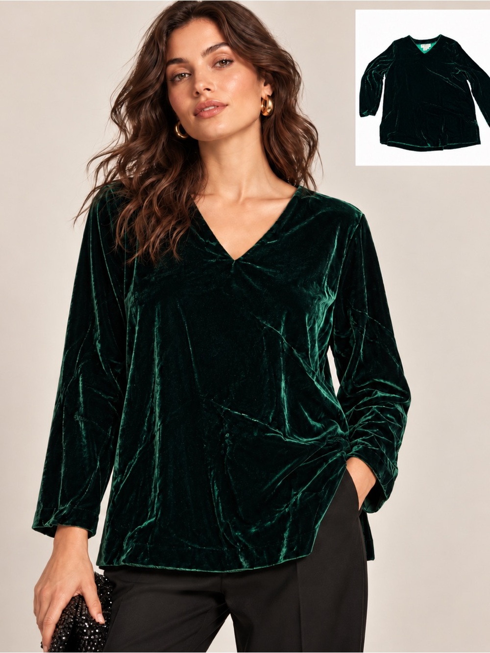 Vintage 90s Saks Fifth Avenue Emerald Green Silk Velvet Tunic